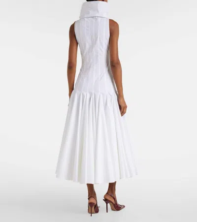 Jacquemus Triana Paneled Pleated Cotton-poplin Midi Dress In White