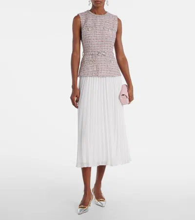 Self-portrait Bouclé And Chiffon Midi Dress In Multi