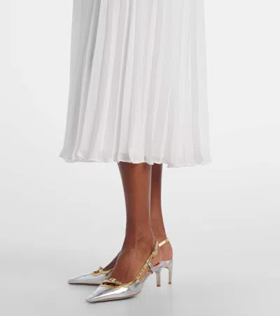 Self-portrait Bouclé And Chiffon Midi Dress In Multi