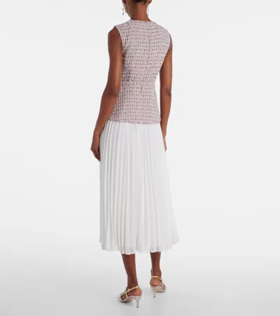 Self-portrait Bouclé And Chiffon Midi Dress In Multi