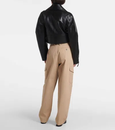 Givenchy Cropped Cocoon Biker Jacket In Leather In Black