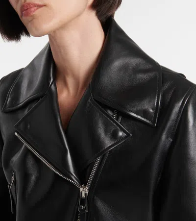 Givenchy Cropped Cocoon Biker Jacket In Leather In Black