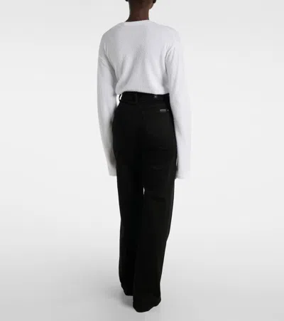 7 For All Mankind Lotta High-rise Wide-leg Jeans In Black