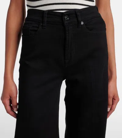 7 For All Mankind Lotta High-rise Wide-leg Jeans In Black