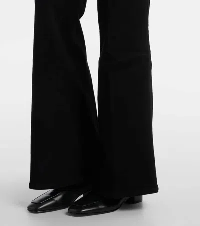 7 For All Mankind Lotta High-rise Wide-leg Jeans In Black