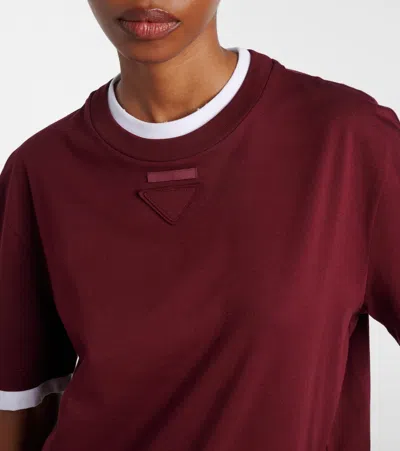 Prada Amaranth T-shirt In Cotton Jersey In Brown
