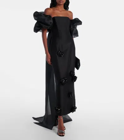Leo Lin Zayna Sequined Gown And Cape Set In Black
