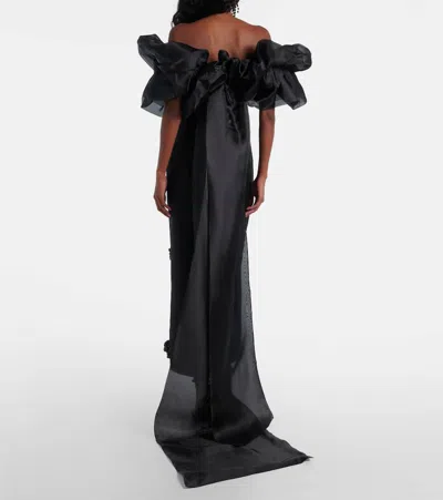 Leo Lin Zayna Sequined Gown And Cape Set In Black