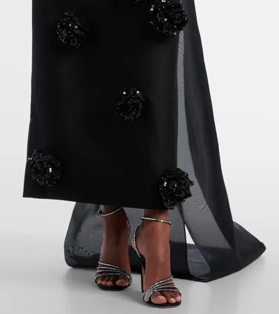 Leo Lin Zayna Sequined Gown And Cape Set In Black