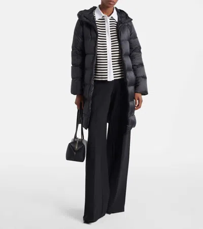Max Mara Down Quilted Longline Jacket In Black