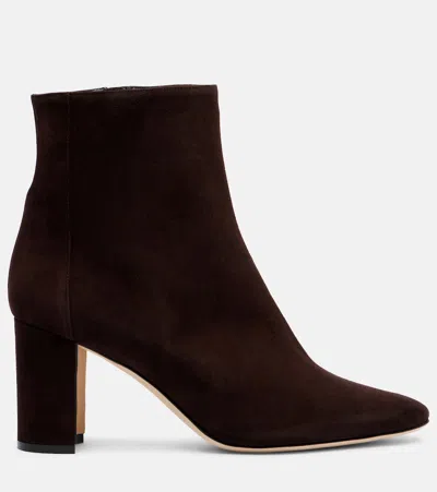 Manolo Blahnik Rosie Suede Zip Ankle Booties In Black