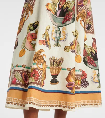 Alemais Mercado Fruit-print Puff-sleeve Midi Dress In Multi