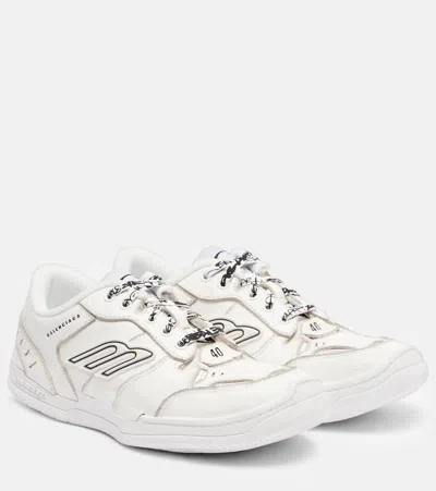 Balenciaga Women Hamptons Worn-out Leather Low-top Sneakers In Neutral