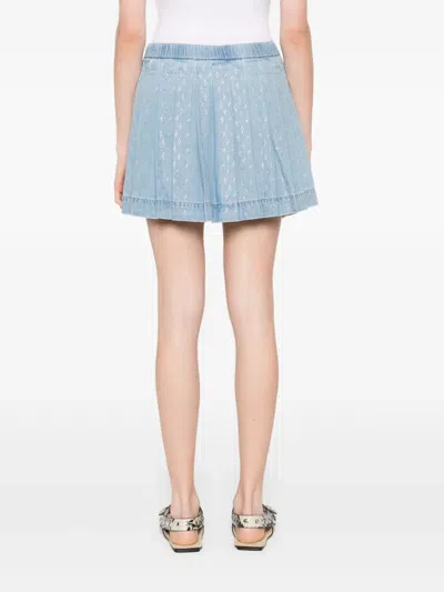 Maje Cotton Mini Skirt In Blue