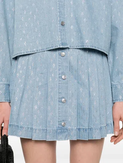 Maje Cotton Mini Skirt In Blue