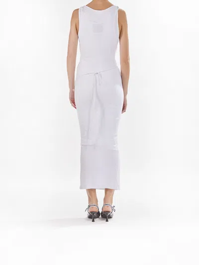 Moschino Open Back Midi Dress With Layered Ribbed Texture In White