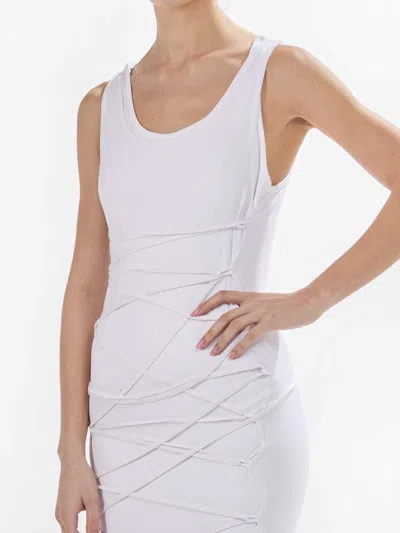 Moschino Open Back Midi Dress With Layered Ribbed Texture In White