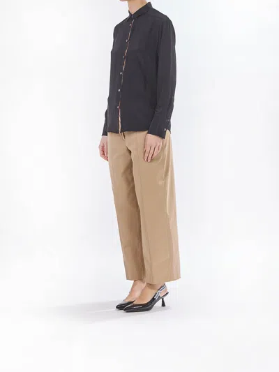 Ps By Paul Smith Silk Mixed Shirt With Swirl Buttoning In Black
