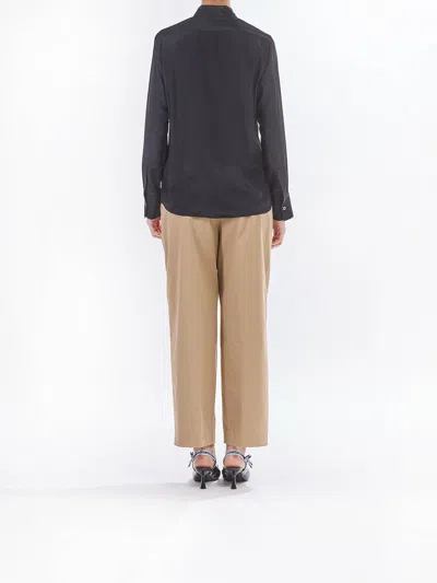 Ps By Paul Smith Silk Mixed Shirt With Swirl Buttoning In Black