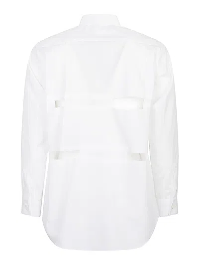 Comme Des Garçons Cotton Shirt Cut-out Long Sleeves In White
