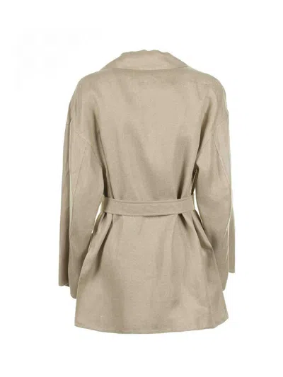 Weekend Max Mara Beige Linen Jacket With Belt In Neutral