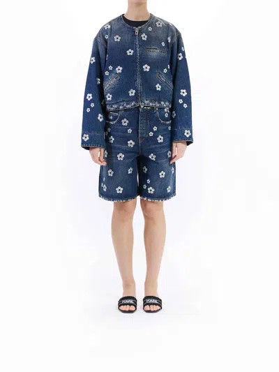 Marc Jacobs Sequin Daisy Cropped Jacket In Blue