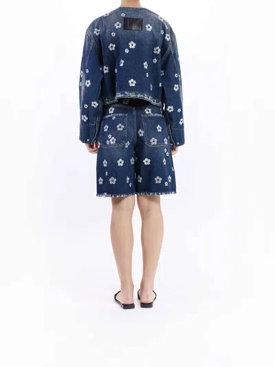 Marc Jacobs Sequin Daisy Cropped Jacket In Blue
