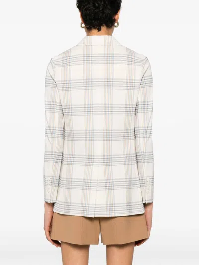 Circolo 1901 Check Pattern Double-breasted Cotton Jacket In Blue