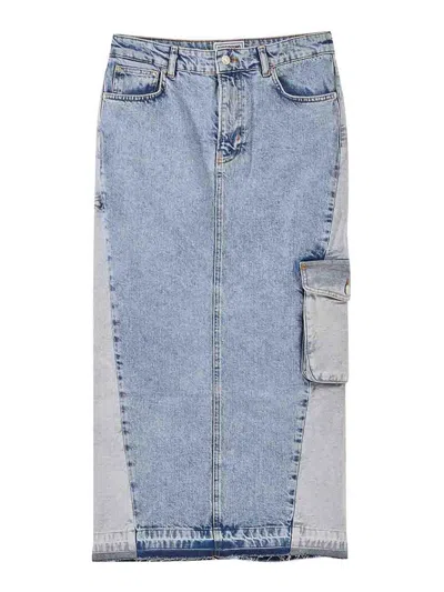 Moschino Long Denim Skirt In Blue