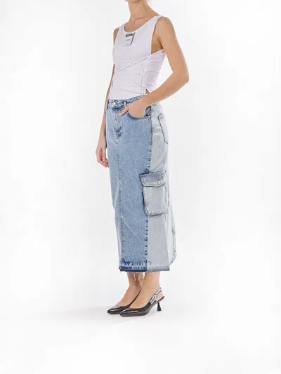 Moschino Long Denim Skirt In Blue