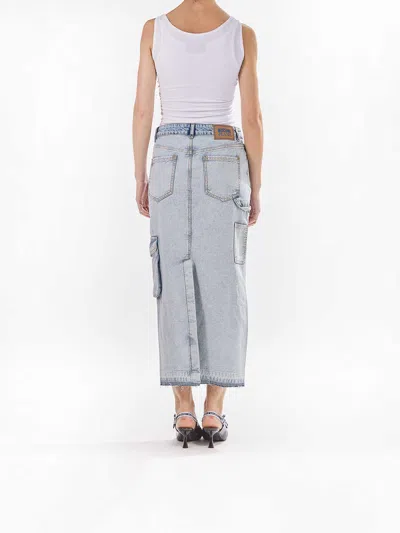 Moschino Long Denim Skirt In Blue