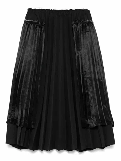 Comme Des Garçons Comme Des Garcons Pleated Midi Skirt In Black