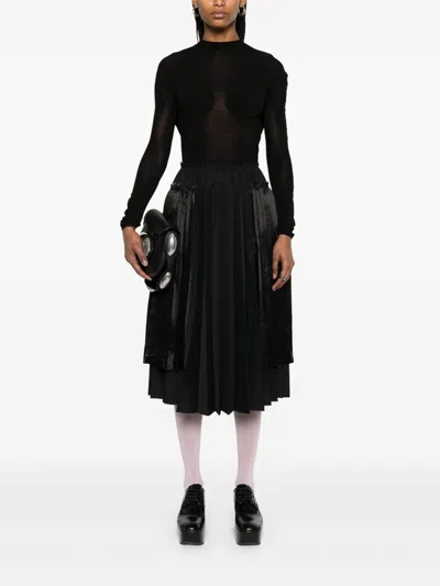 Comme Des Garçons Comme Des Garcons Pleated Midi Skirt In Black