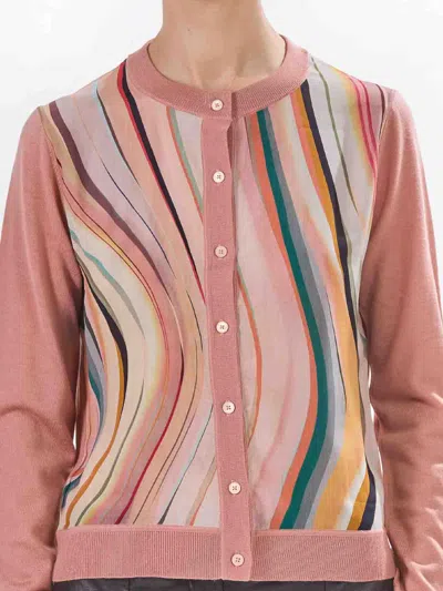 Ps By Paul Smith Ps Paul Smith Wool Striped Cardigan In Pink