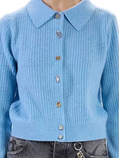 Marc Jacobs Cableknit Charm Cardigan In Blue