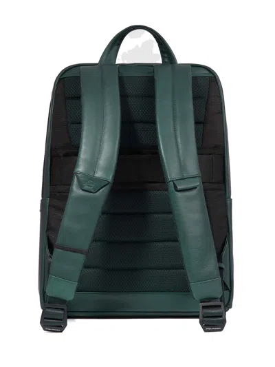 Piquadro Multi-pocket Leather Backpack In Green
