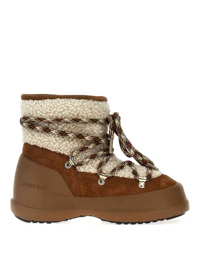 Moon Boot Shearling And Suede Winter Boots In Brown