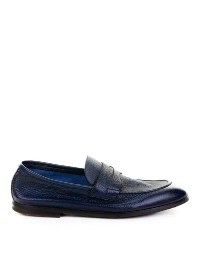 Barrett Blue Leather Moccasin In Blue