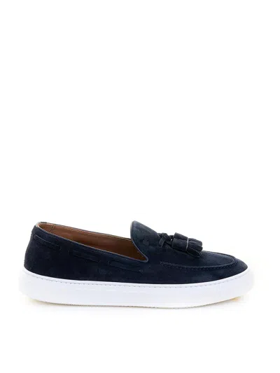 Fratelli Rossetti Suede Moccasin With Tassels And Contrasting Sole In Blue