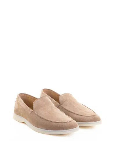 Henderson Beige Suede Loafers With Leather Interior In Brown