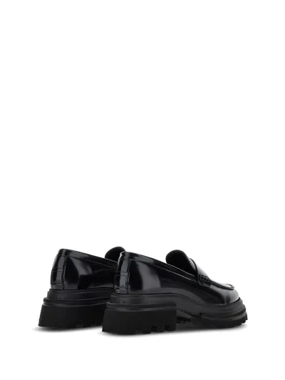 Hogan Polished Leather Loafers In Black