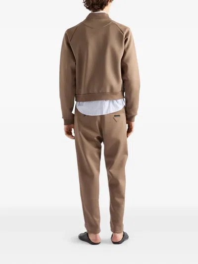 Prada Technical Fleece Blouson Jacket In Brown