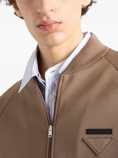 Prada Technical Fleece Blouson Jacket In Brown