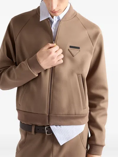 Prada Technical Fleece Blouson Jacket In Brown