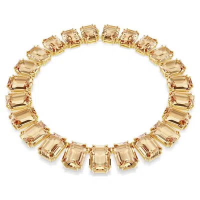 Swarovski Millenia Oversized Octagon Cut Tennis Necklace In Gold