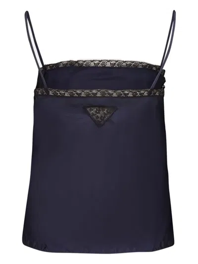 Prada Top Mit Spitzendetails In Blue