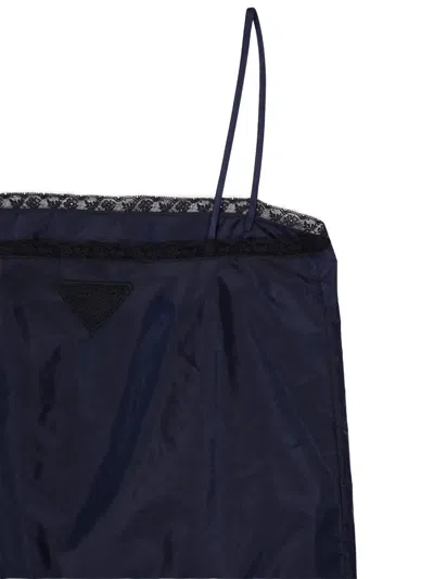 Prada Top Mit Spitzendetails In Blue