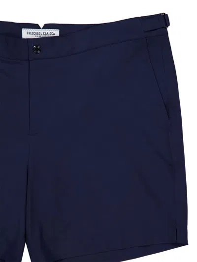 Frescobol Carioca Micro Jacquard Rio Tailored Swim Shorts In Navy