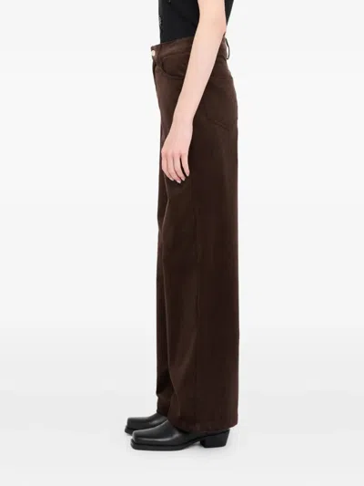 Liu •jo Wide-leg Brown Corduroy Trousers With Button And Zip Fastening In Brown