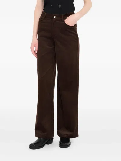 Liu •jo Wide-leg Brown Corduroy Trousers With Button And Zip Fastening In Brown